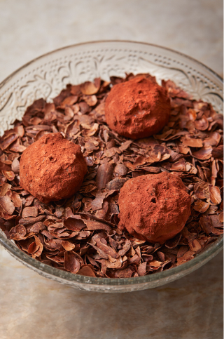 Crispy chocolate truffles, with milk jam and rooibos.phot cred Gülben Gürler-f322