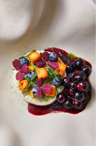 Wild blueberries Izarra, fontainebleau, sheep bush, pastis croutons, flowers and sprouts of tagète,phot cred Gülben Gürle (1)-f322